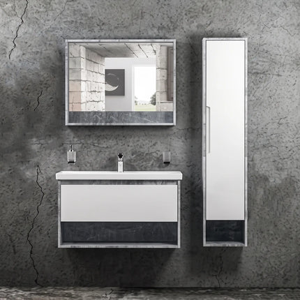 Mobilier de baie suspendat Edda, Beton