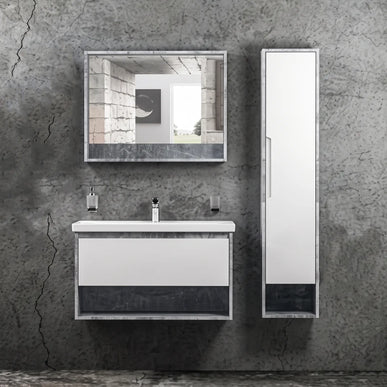 Mobilier de baie suspendat Edda, Beton
