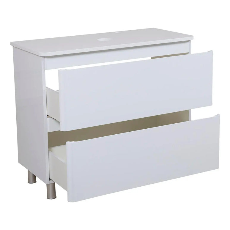 Mobilier de baie suspendat Accent alb, cu blat Aqua Rodos