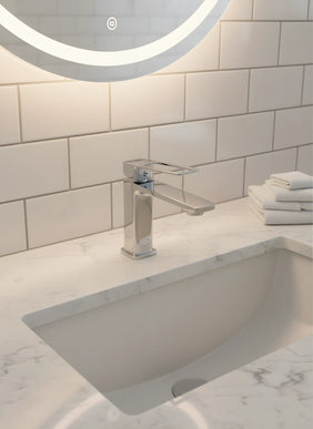 Baterie lavoar modernă – finisaj crom lucios, design premium