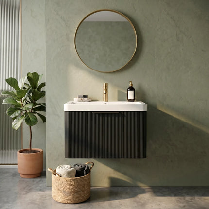 Mobilier mini de baie pe pardosea Frost, Negru