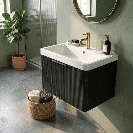 Mobilier mini de baie pe pardosea Frost, Negru