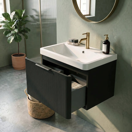 Mobilier mini de baie pe pardosea Frost, Negru