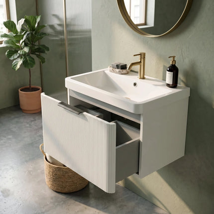 Mobilier de baie pe pardosea Frost, Alb