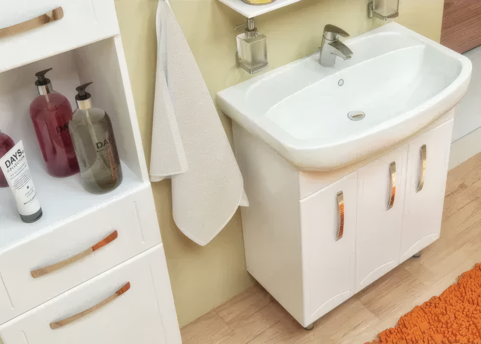 Mobilier de baie pe pardoseală Decor, Alb