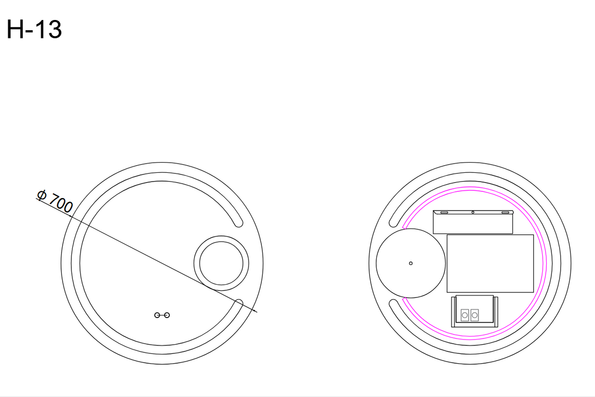 Oglindă baie LED ⌀70 cm rotundă cu lupă cosmetică, 3 nuanțe de lumină, anti-aburire și touch control J-13