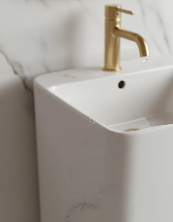 Lavoar freestanding ceramic H15-CUG01-M – design pătrat marmorat