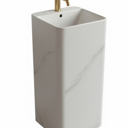 Lavoar freestanding ceramic H15-CUG01-M – design pătrat marmorat