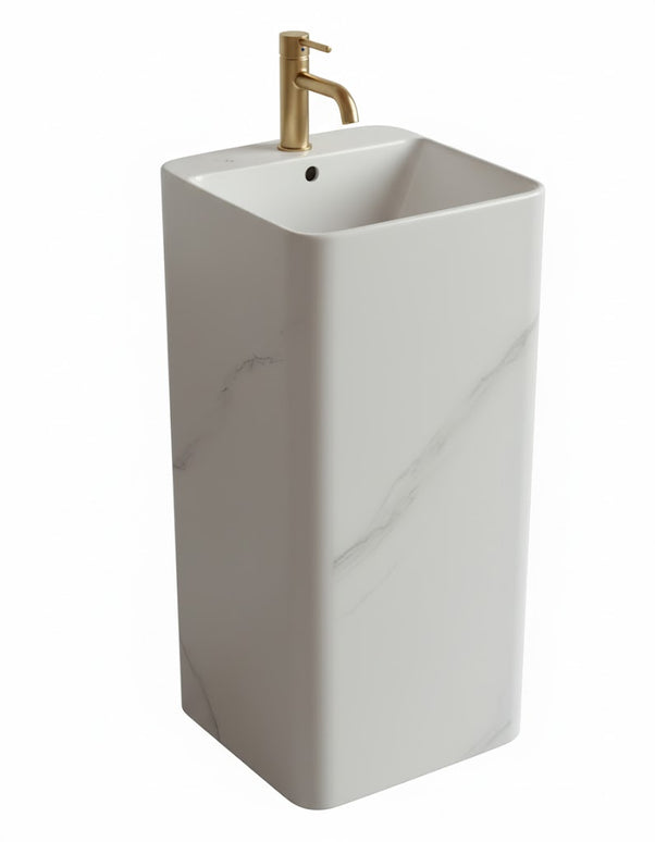 Lavoar freestanding ceramic H15-CUG01-M – design pătrat marmorat