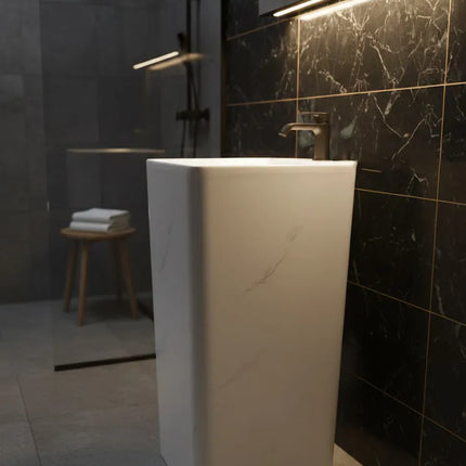 Lavoar freestanding ceramic H15-CUG01-M – design pătrat marmorat