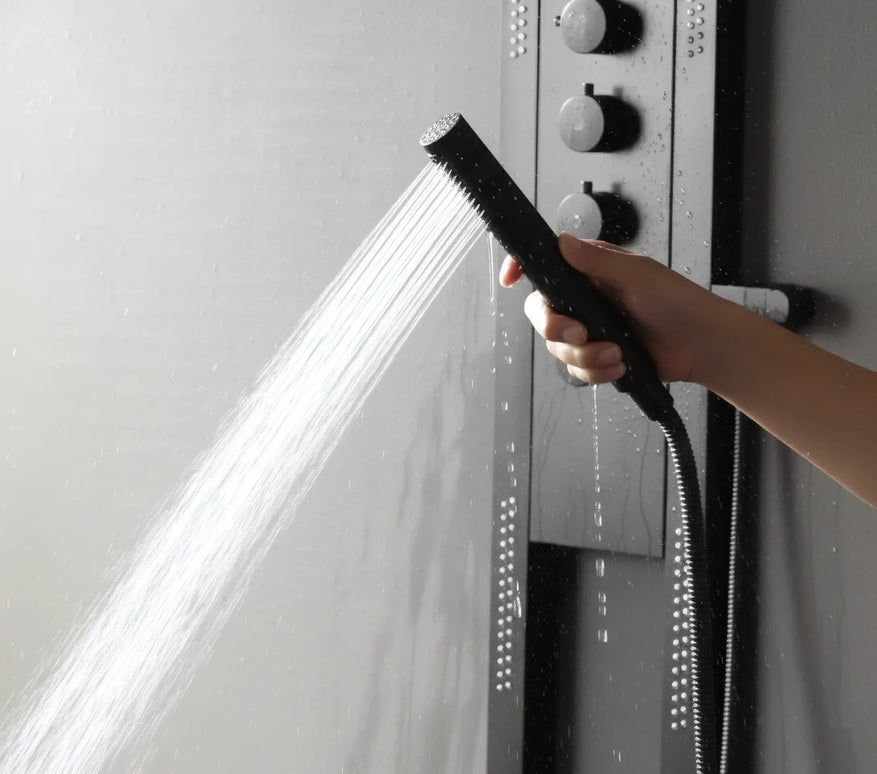 Panel de Duș Black Round – Design Modern cu Duș Tip Cascadă și Funcții Multiple