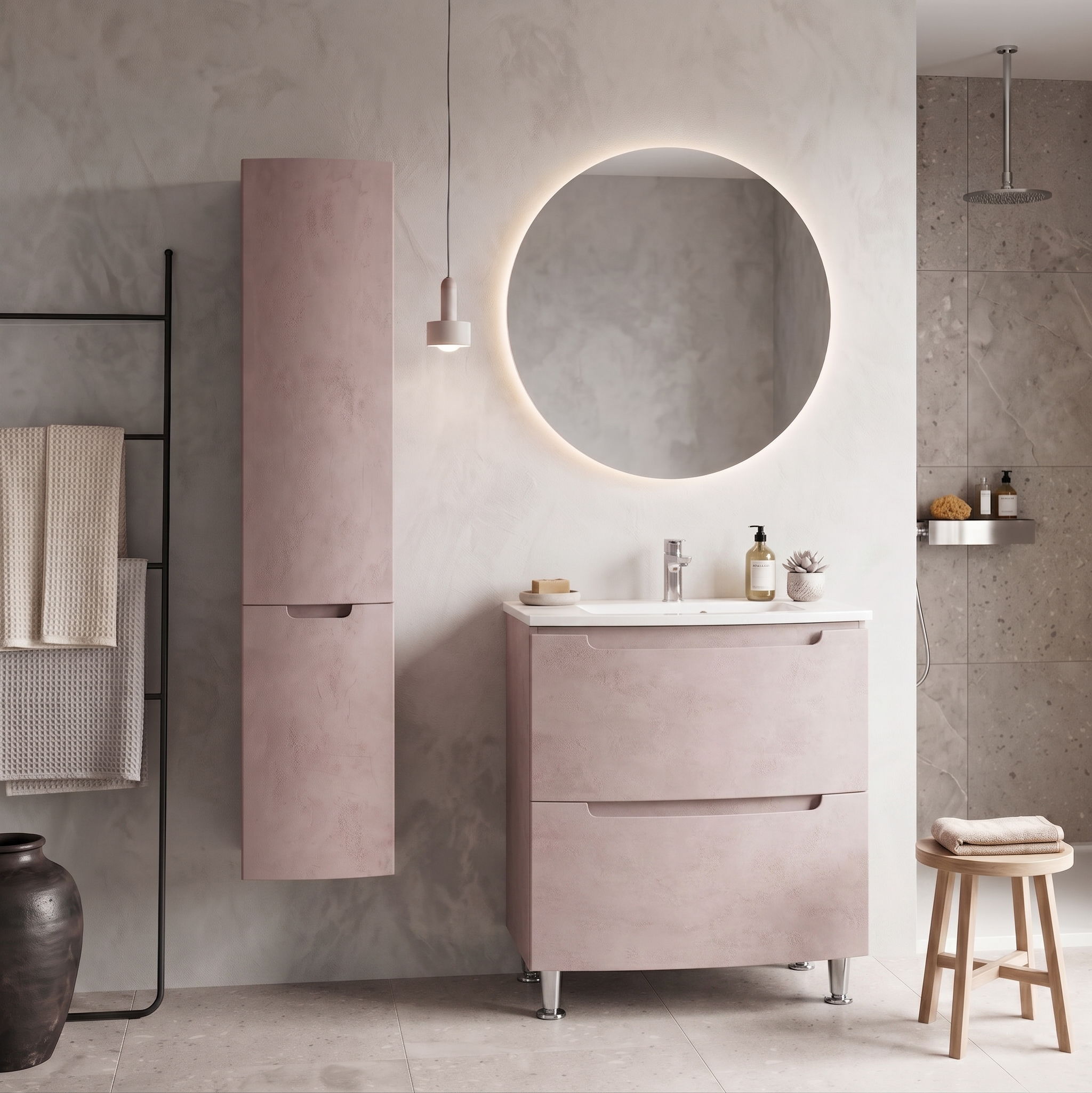 Mobilier de baie pe pardoseală Headway beton-beige