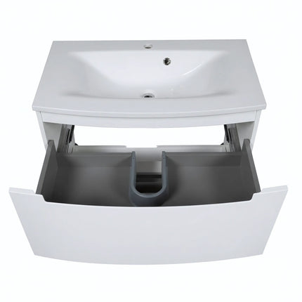 Mască baie suspendată Headway cu lavoar ceramic – Alb lucios