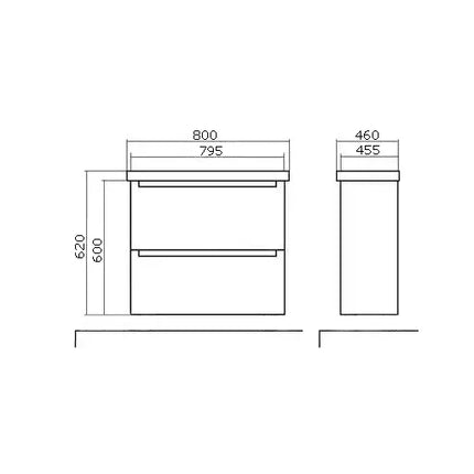 Mască baie suspendată Headway cu lavoar ceramic – Alb lucios