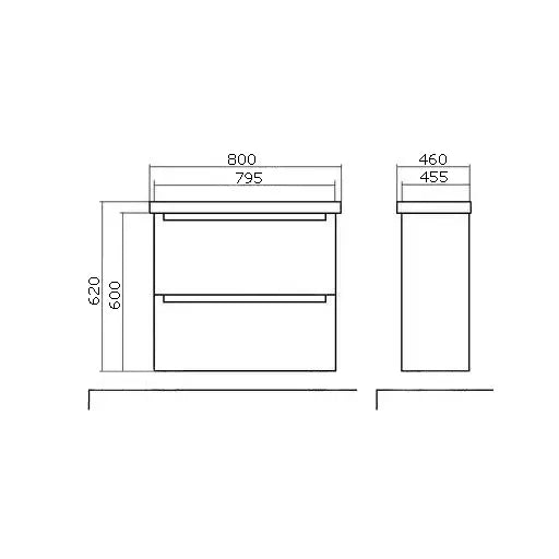 Mască baie suspendată Headway cu lavoar ceramic – Alb lucios