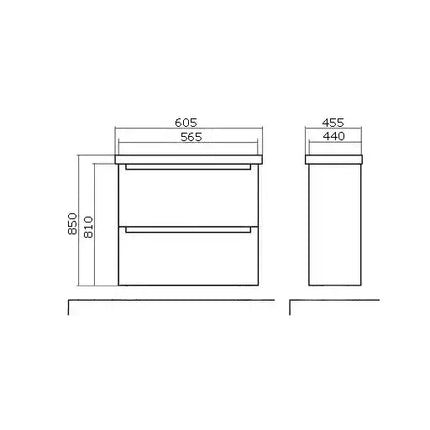 Mască baie suspendată Headway cu lavoar ceramic – Alb lucios