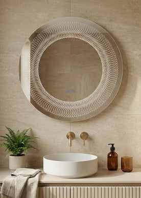 Oglindă baie LED ⌀80 cm rotundă, 3 nuanțe de lumină, dezaburire și touch control J-2068