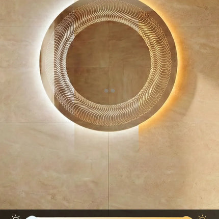 Oglindă baie LED ⌀80 cm rotundă, 3 nuanțe de lumină, dezaburire și touch control J-2068