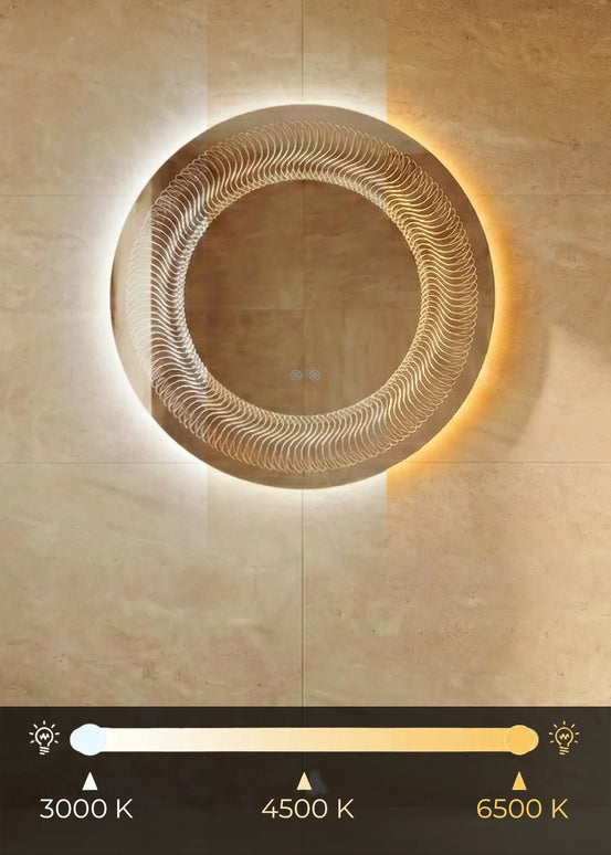 Oglindă baie LED ⌀80 cm rotundă, 3 nuanțe de lumină, dezaburire și touch control J-2068