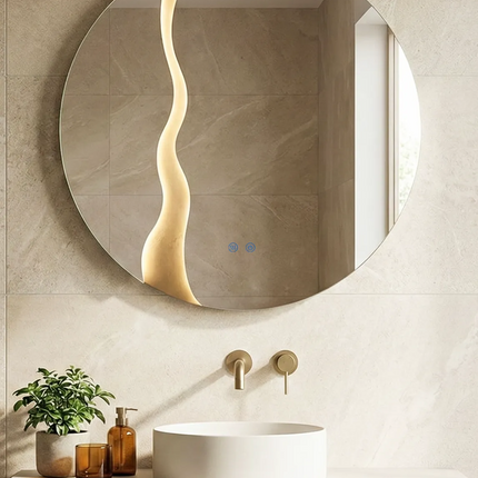 Oglindă baie LED ⌀70 cm rotundă, 3 nuanțe de lumină, dezaburire și touch control J-2080