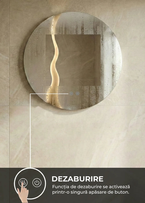 Oglindă baie LED ⌀70 cm rotundă, 3 nuanțe de lumină, dezaburire și touch control J-2080