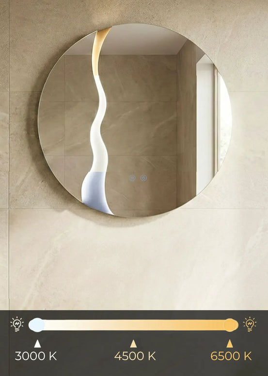 Oglindă baie LED ⌀70 cm rotundă, 3 nuanțe de lumină, dezaburire și touch control J-2080