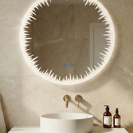 Oglindă baie LED ⌀70 cm rotundă, 3 nuanțe de lumină, dezaburire și touch control J-2086