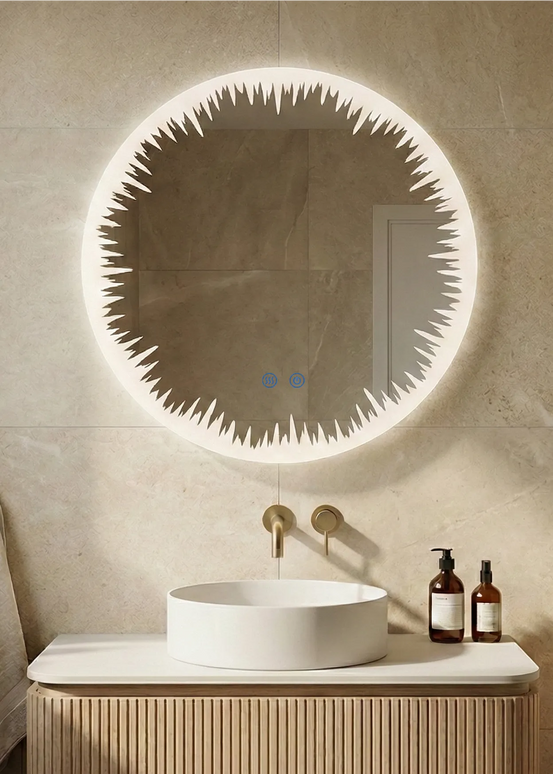 Oglindă baie LED ⌀70 cm rotundă, 3 nuanțe de lumină, dezaburire și touch control J-2086