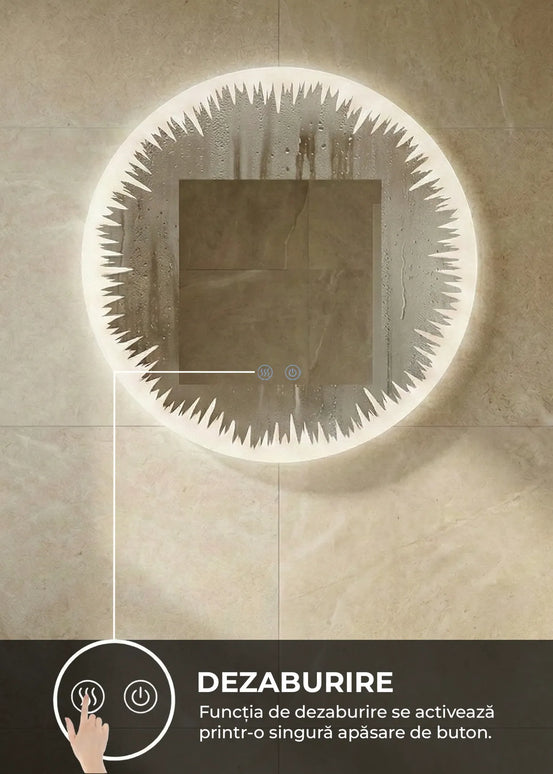 Oglindă baie LED ⌀70 cm rotundă, 3 nuanțe de lumină, dezaburire și touch control J-2086