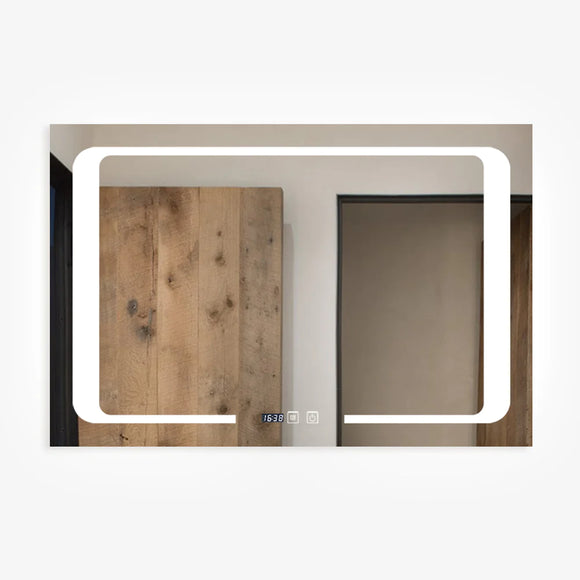Oglinda LED 90X60cm cu Functie Dezaburire, Touch si Ceas J16