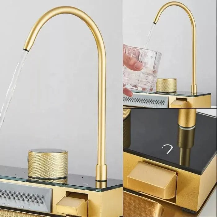 Chiuvetă multifuncțională cu accesorii, JY 7546 cu baterie digitală, Golden Tap hole