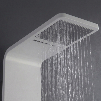 Panel de Duș Modern Alb Lucios – Design Minimalist cu Duș Fix și Accesorii Incluse