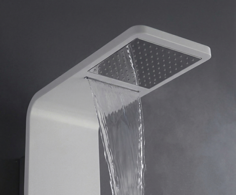 Panel de Duș Modern Alb Lucios – Design Minimalist cu Duș Fix și Accesorii Incluse