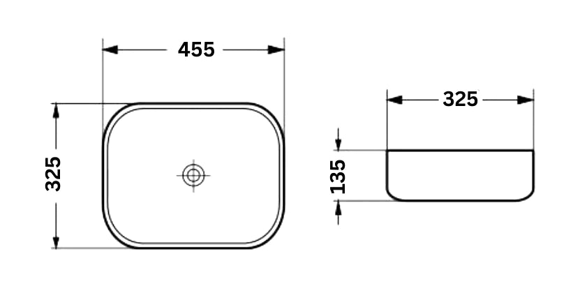 Lavoar baie dreptunghiular negru mat pe blat, ventil inclus, 455x325 mm