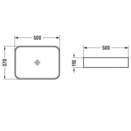 Lavoar dreptunghiular pe blat cu efect marmura si ventil inclus 50x37cm