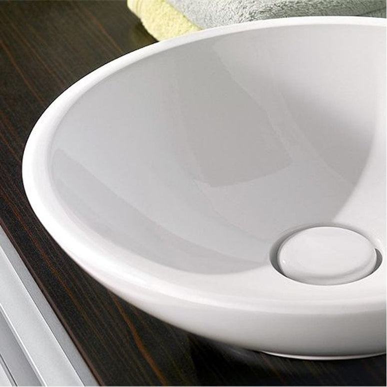 Lavoar rotund pe blat Villeroy & Boch, Loop & Friends, 43 cm, finisaj alb