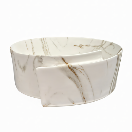 Lavoar rotund ceramic A494-P310-M – alb marmorat cu accente aurii