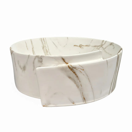 Lavoar rotund ceramic A494-P310-M – alb marmorat cu accente aurii