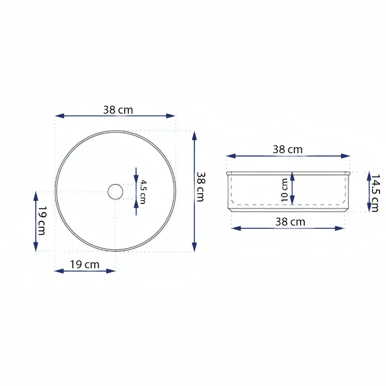 Lavoar rotund ceramic 787-CBKW-MRS – exterior negru texturat, interior alb lucios