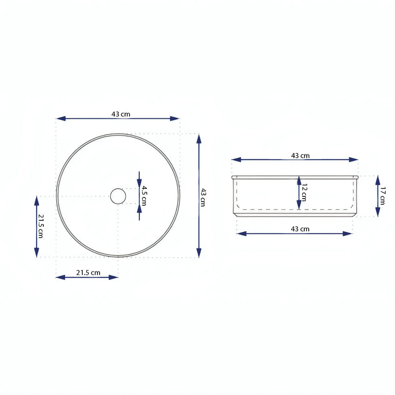 Lavoar rotund ceramic A494-P310-M – alb marmorat cu accente aurii