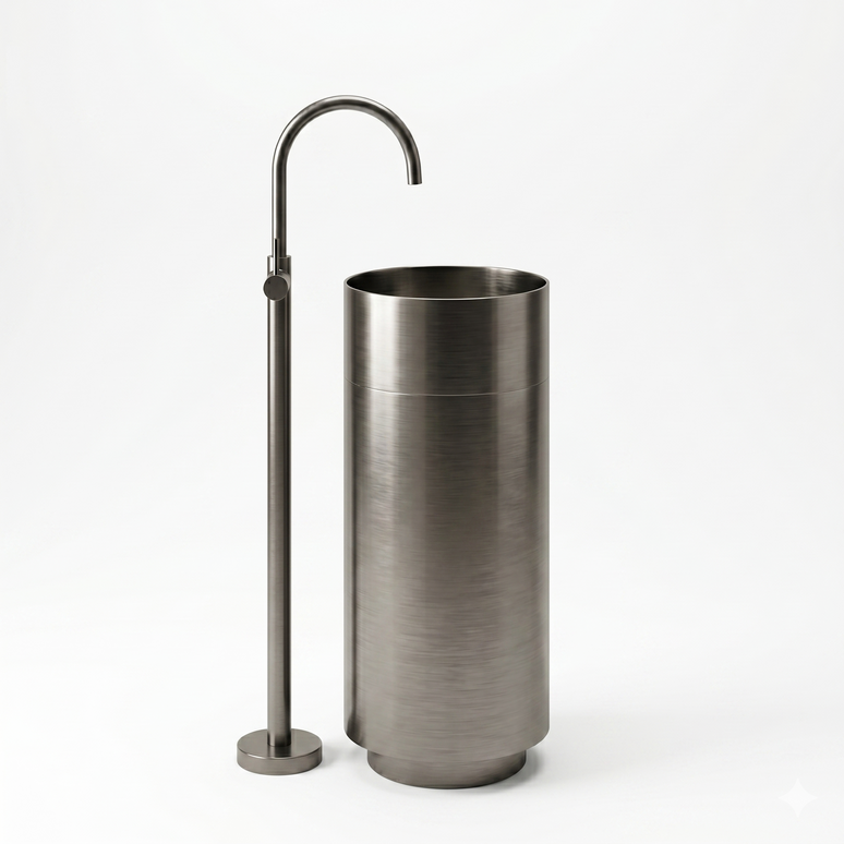 Lavoar Freestanding din Inox Elegant cu Bază Mată- 3883 Black-Black 38110-B