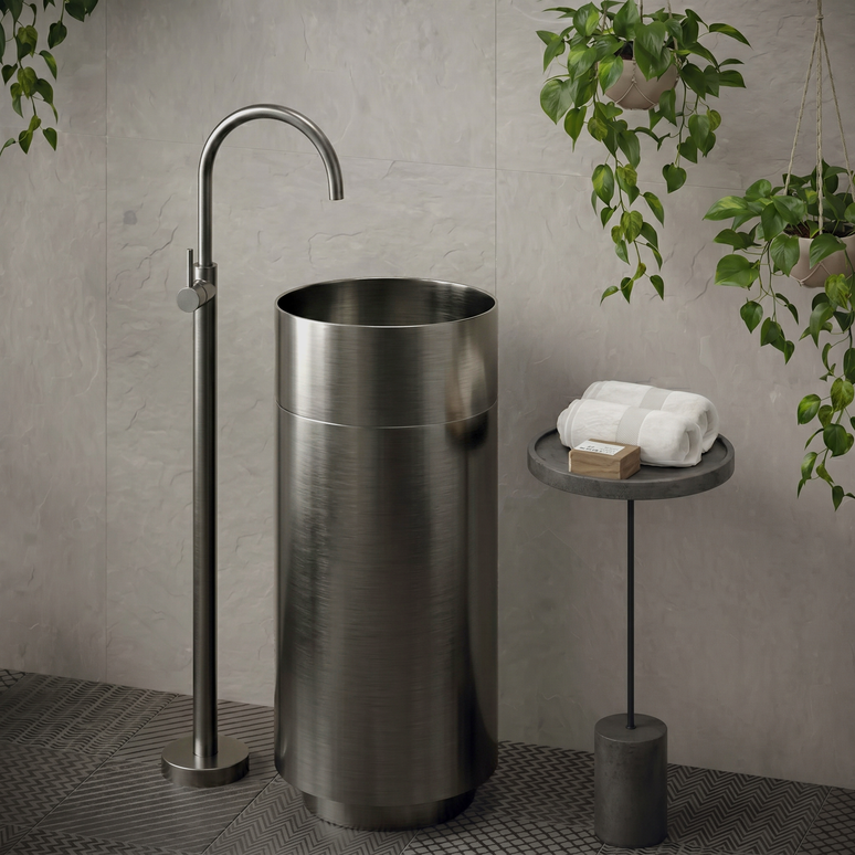 Lavoar Freestanding din Inox Elegant cu Bază Mată- 3883 Black-Black 38110-B