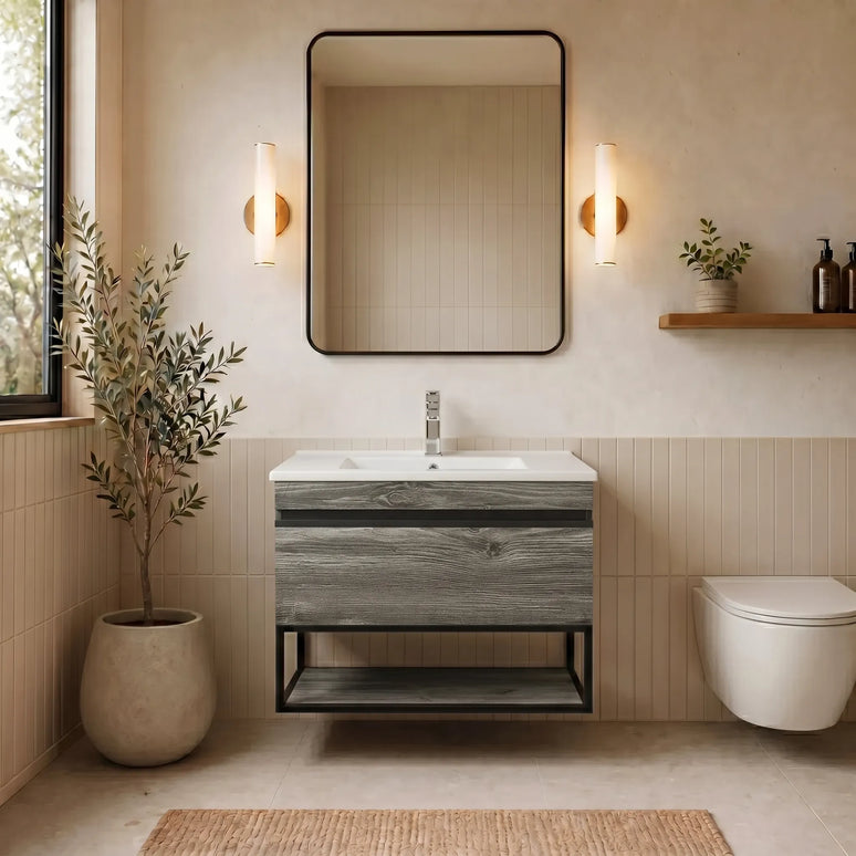 Mobilier de baie suspendat Loft Iron, Oak moras