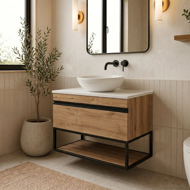 Mobilier de baie suspendat Loft Iron Seville, cu blat
