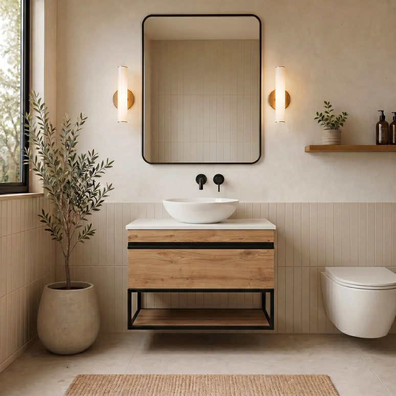 Mobilier de baie suspendat Loft Iron Seville, cu blat
