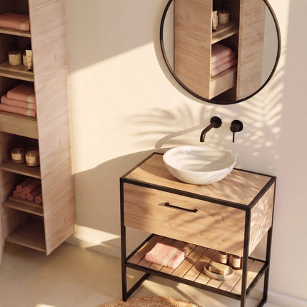 Mobilier de baie pe pardoseală Loft Scandi Seville, cu blat și lavoar Zero