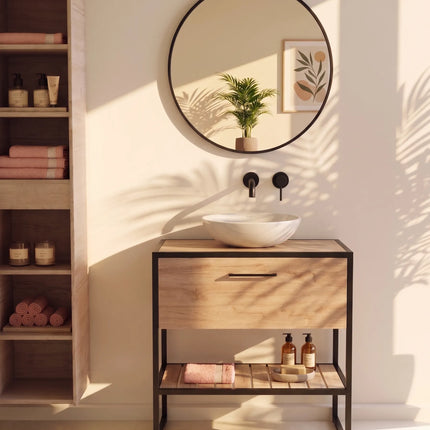 Mobilier de baie pe pardoseală Loft Scandi Seville, cu blat și lavoar Zero