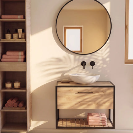 Mobilier baie suspendat Loft Scandi Seville cu blat și lavoar Zero – Design Nordic