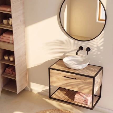 Mobilier baie suspendat Loft Scandi Seville cu blat și lavoar Zero – Design Nordic