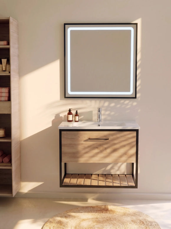 Mobilier baie suspendat cu lavoar ceramic Loft Scandi Seville – Design Nordic